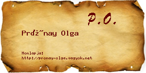 Prónay Olga névjegykártya