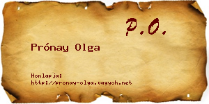 Prónay Olga névjegykártya